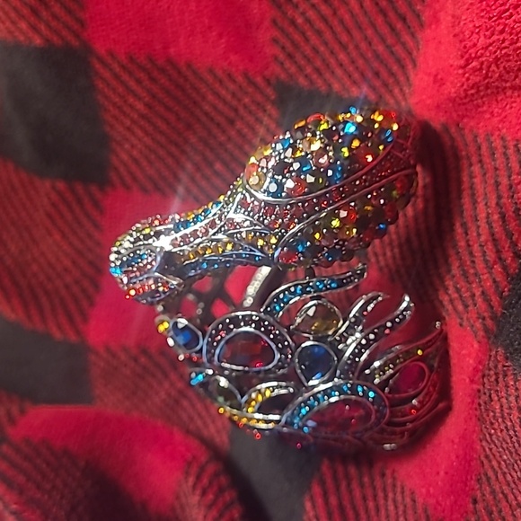 Fansty peacock bangle multi stone silver - Picture 2 of 8